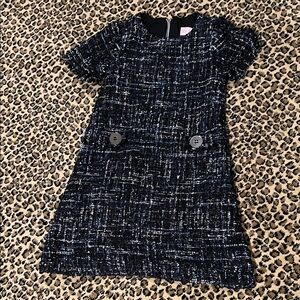 Zoe Ltd Girls Size 10 Navy Tweed Short-Sleeve Dress